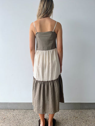 Duo Linen Dress - Ash/Natural - The Soho Movement - The Soho Movement