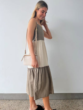 Duo Linen Dress - Ash/Natural - The Soho Movement - The Soho Movement