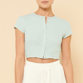 Dylan Button Front Tee - Lagoon - Shirts & Tops - Nude Lucy - The Soho Movement