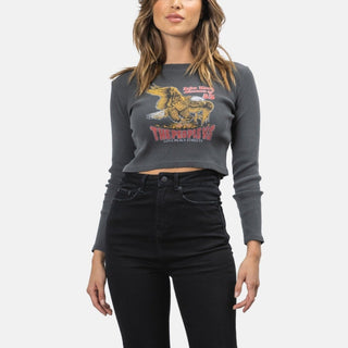 Eagle Flame long sleeve Rib Tee - Vintage Black - Long Sleeve - The People Vs - The Soho Movement