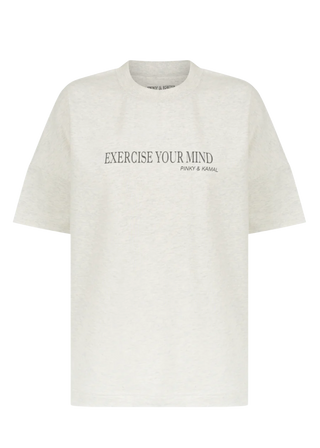 Exercise Your Mind T-Shirt - Grey Marle - Pinky & Kamal - The Soho Movement