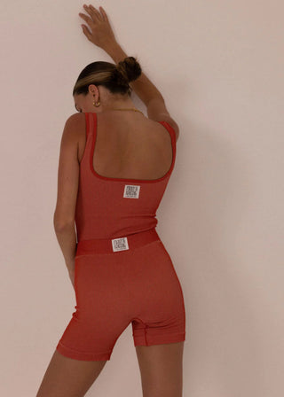Fine Ribbed Biker Short - Melon - Pinky & Kamal - The Soho Movement