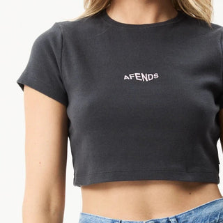 Harlow Recycled Rib Cropped Tee - Charcoal - Tee - Afends - The Soho Movement
