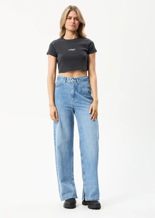 Harlow Recycled Rib Cropped Tee - Charcoal - Tee - Afends - The Soho Movement