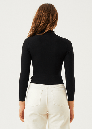Iconic Hemp Ribbed Long Sleeve Top - Black - Long sleeve tops - Afends - The Soho Movement