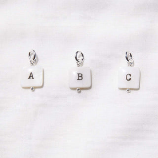 Silver Letter Pendants - Mother of Pearl