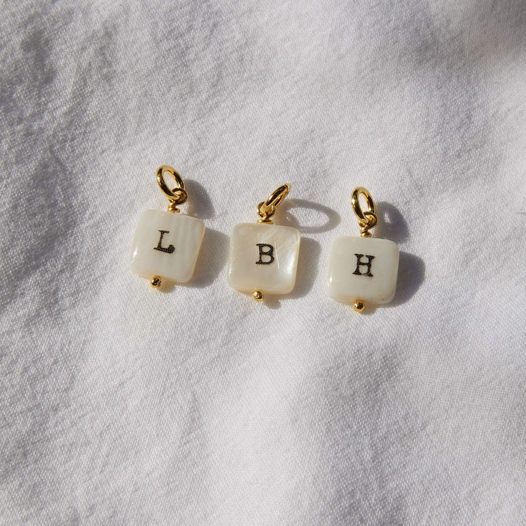 Gold Letter Pendants - Mother of Pearl