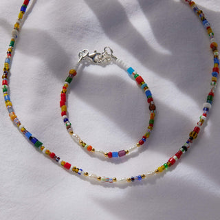 Vintage Rainbow Necklace with Freshwater Pearls