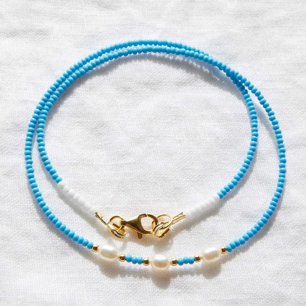 Sea Blue Necklace with Freshwater Pearls