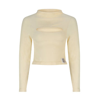 Long Sleeve Cut Out Top - Cream - Shirts & Tops - Pinky & Kamal - The Soho Movement