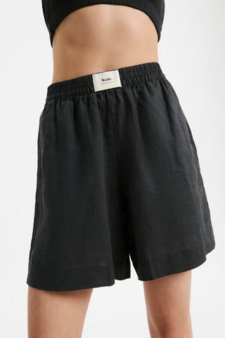 Lounge Heritage Linen Short - Coal - Shorts - Nude Lucy - The Soho Movement