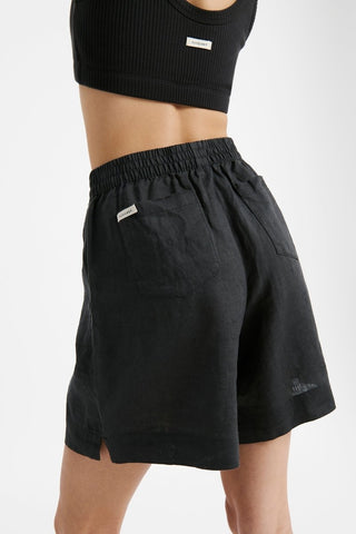 Lounge Heritage Linen Short - Coal - Shorts - Nude Lucy - The Soho Movement