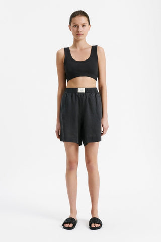 Lounge Heritage Linen Short - Coal - Shorts - Nude Lucy - The Soho Movement