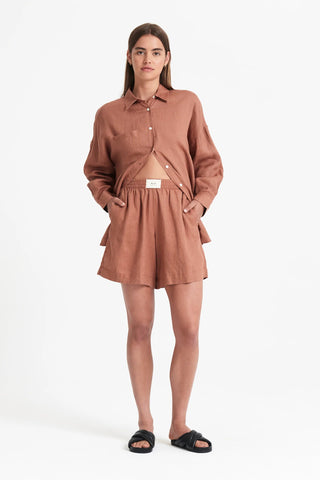 Lounge Heritage Linen Short - Terracotta - Nude Lucy - The Soho Movement