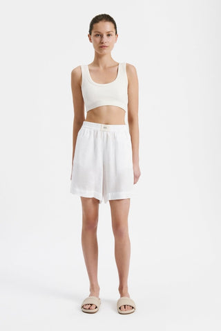 Lounge Heritage Linen Short - White - Shorts - Nude Lucy - The Soho Movement