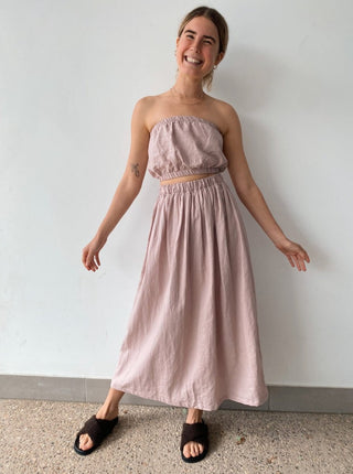 Lunar Linen Skirt - Rose - Skirts - The Soho Movement - The Soho Movement