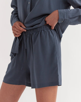 Malene Silk Short - Slate - Shorts - Assembly Label - The Soho Movement