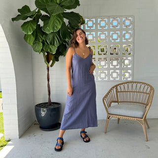 Maxi Slip Dress - Washed Navy - The Soho Movement - The Soho Movement