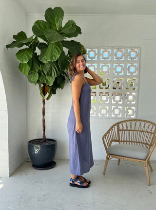 Maxi Slip Dress - Washed Navy - The Soho Movement - The Soho Movement