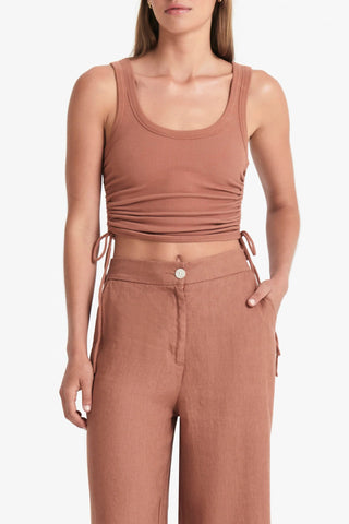 Mika Drawstring Tank - Terracotta - Singlet - Nude Lucy - The Soho Movement