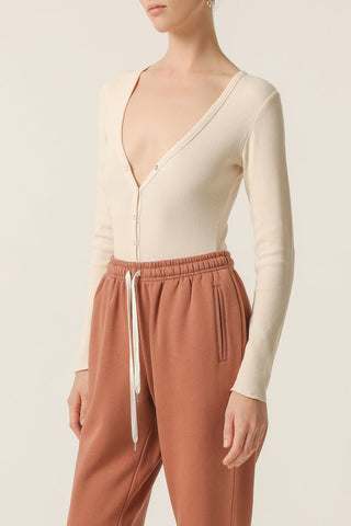 Millie LS Waffle Bodysuit - Cloud - Bodysuits - Nude Lucy - The Soho Movement