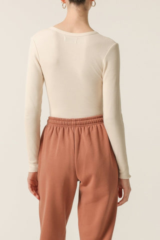 Millie LS Waffle Bodysuit - Cloud - Bodysuits - Nude Lucy - The Soho Movement