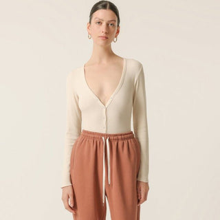 Millie LS Waffle Bodysuit - Cloud - Bodysuits - Nude Lucy - The Soho Movement