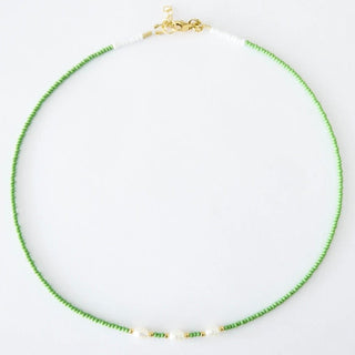 Mint Bead Necklace with Freshwater Pearls - Necklaces - Divine Creatures - The Soho Movement