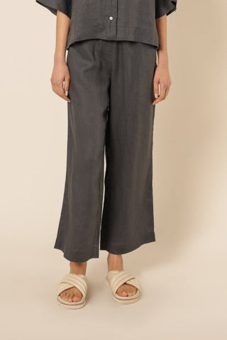 Nude Linen Lounge Crop Pant - Coal - Pants - Nude Lucy - The Soho Movement