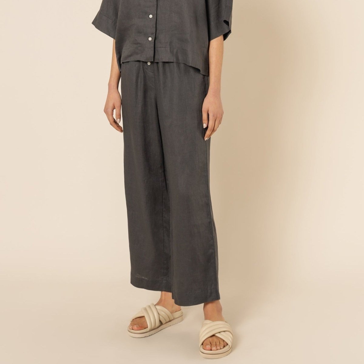 Nude Linen Lounge Crop Pant - Coal - Pants - Nude Lucy - The Soho Movement