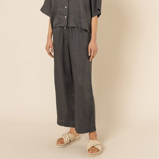 Nude Linen Lounge Crop Pant - Coal - Pants - Nude Lucy - The Soho Movement