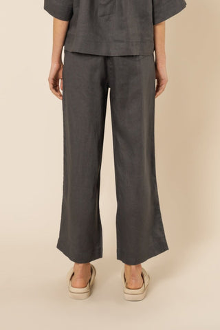Nude Linen Lounge Crop Pant - Coal - Pants - Nude Lucy - The Soho Movement