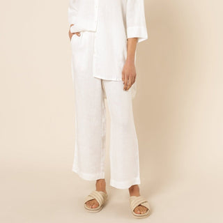 Nude Linen Lounge Crop Pant - White - Pants - Nude Lucy - The Soho Movement