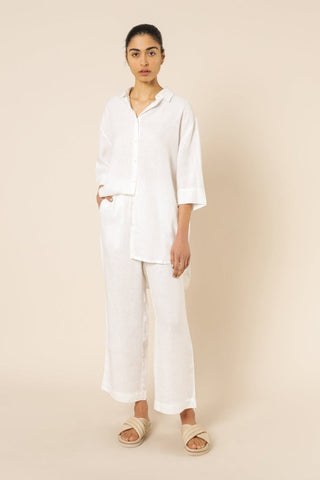 Nude Linen Lounge Crop Pant - White - Pants - Nude Lucy - The Soho Movement