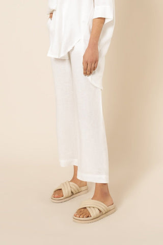 Nude Linen Lounge Crop Pant - White - Pants - Nude Lucy - The Soho Movement