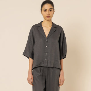 Nude Linen Lounge Shirt - Coal - Shirts & Tops - Nude Lucy - The Soho Movement