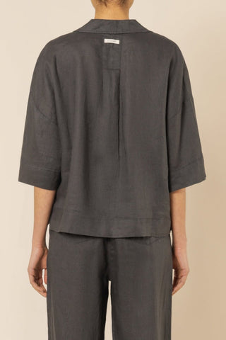 Nude Linen Lounge Shirt - Coal - Shirts & Tops - Nude Lucy - The Soho Movement