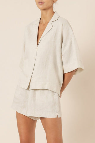 Nude Linen Lounge Shirt - Natural - Shirts & Tops - Nude Lucy - The Soho Movement