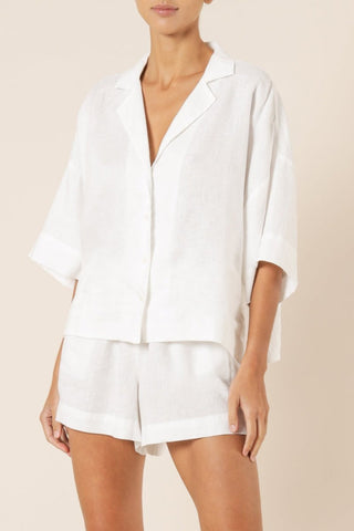 Nude Linen Lounge Shirt - White - Shirts & Tops - Nude Lucy - The Soho Movement