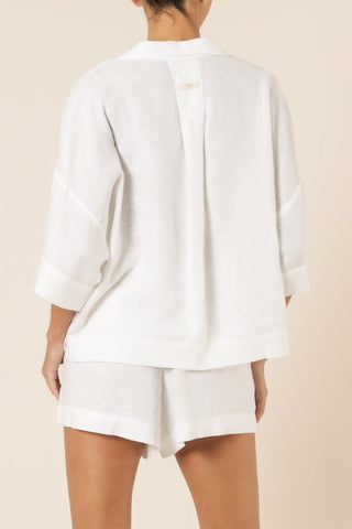 Nude Linen Lounge Shirt - White - Shirts & Tops - Nude Lucy - The Soho Movement