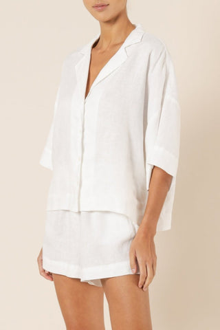 Nude Linen Lounge Shirt - White - Shirts & Tops - Nude Lucy - The Soho Movement