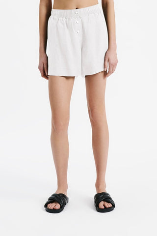Nude Linen Lounge Short - White - Shorts - Nude Lucy - The Soho Movement
