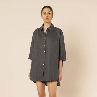 Nude Lounge Longline Shirt - Coal - Shirts & Tops - Nude Lucy - The Soho Movement
