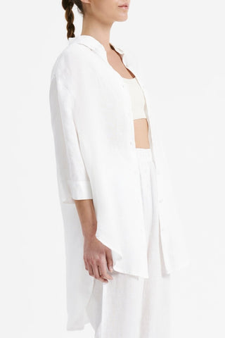 Nude Lounge Longline Shirt - White - Shirts & Tops - Nude Lucy - The Soho Movement
