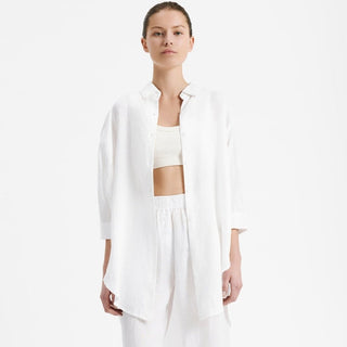 Nude Lounge Longline Shirt - White - Shirts & Tops - Nude Lucy - The Soho Movement
