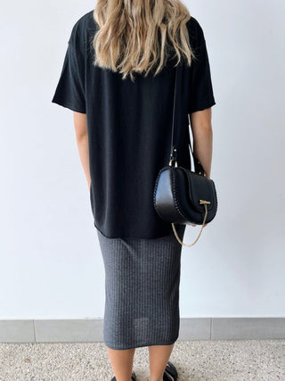 Ribbed Tube Skirt - Grey - Skirts - The Soho Movement - The Soho Movement