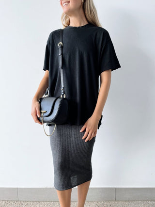 Ribbed Tube Skirt - Grey - Skirts - The Soho Movement - The Soho Movement