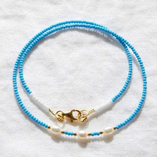 Sea Blue Necklace with Freshwater Pearls - Divine Creatures - The Soho Movement
