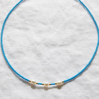 Sea Blue Necklace with Freshwater Pearls - Divine Creatures - The Soho Movement