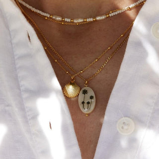 White Glass Necklace with Freshwater Pearls - Necklaces - Divine Creatures - The Soho Movement